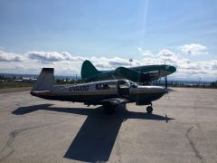 My Ovation and Buffalo's Curtiss C-46 Commando on the Ramp in Norman Wells, NT