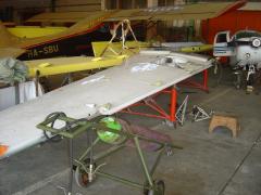 flaps and ailerons removed for inspection and painting. Wings will get a full tank re-seal