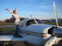 Amelia, my sister, with the Mooney