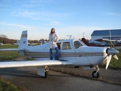 Amelia, my sister, with the Mooney!