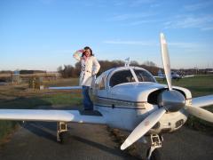 Amelia, my sister, with the Mooney