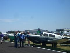 The Mooney Ambassador displayed five Mooney Models (E, F, J, K & M) on the "hot ramp" at RMRFI