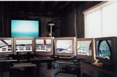 All computers were running MicroSoft Flight Simulator and were  networked together with a program called WidevieW