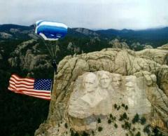 Flag jump in front of Mount Rushmore (not me)...