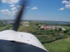 Short Final into 26N, where 90 deg xwind is the rule. Today is no exception!!