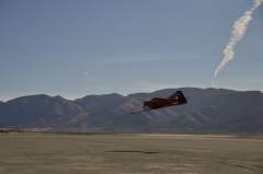 Flying along the lakebed