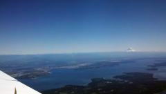 Seattle with Mt Ranier in the background.