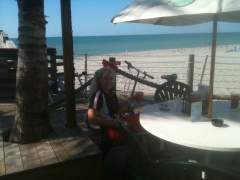 A view of the beach from Sharkey's restaurant in Venice Beach Florida