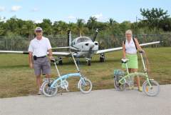 Getting the bikes ready for a trip around Everglades City.  What a blast.  Great food, lots to see. Grass tiedown for the plane.