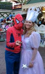 Mitch is changing from Spiderman to Glinda...Yikes