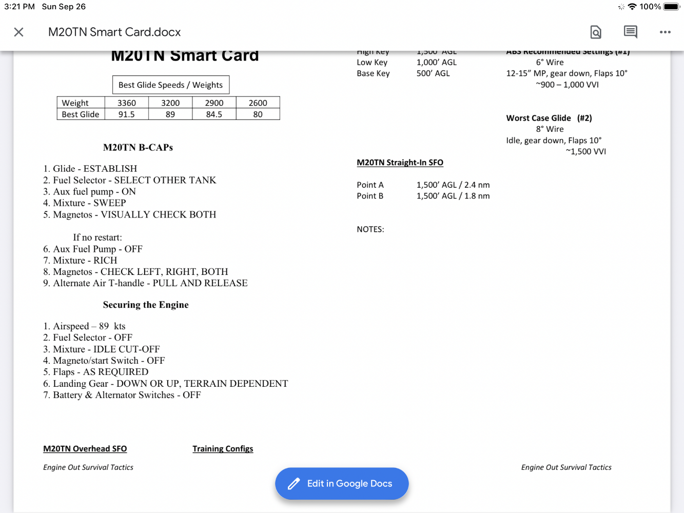 Minimum Safe Altitude for Engine Out Turn Back To Airport Mooney