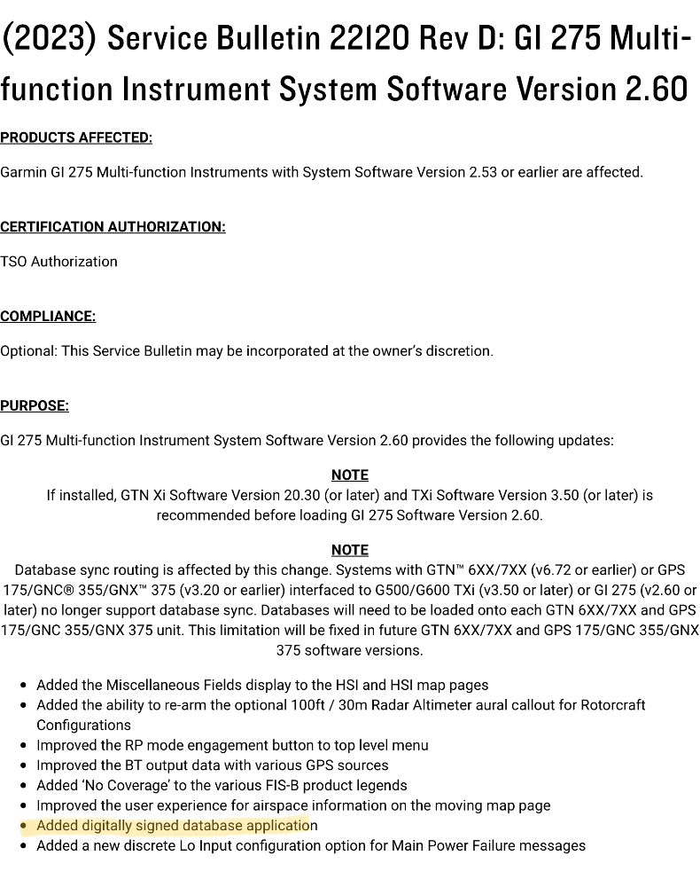 (2023)ServiceBulletin22120RevDGI275Multi-functionInstrumentSystemSoftwareVersion2.60AviationSupport.png.cc6fffa264a803ef00b4d4832fe45203.png